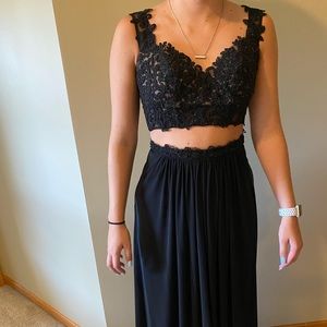 Black two piece formal dress.
